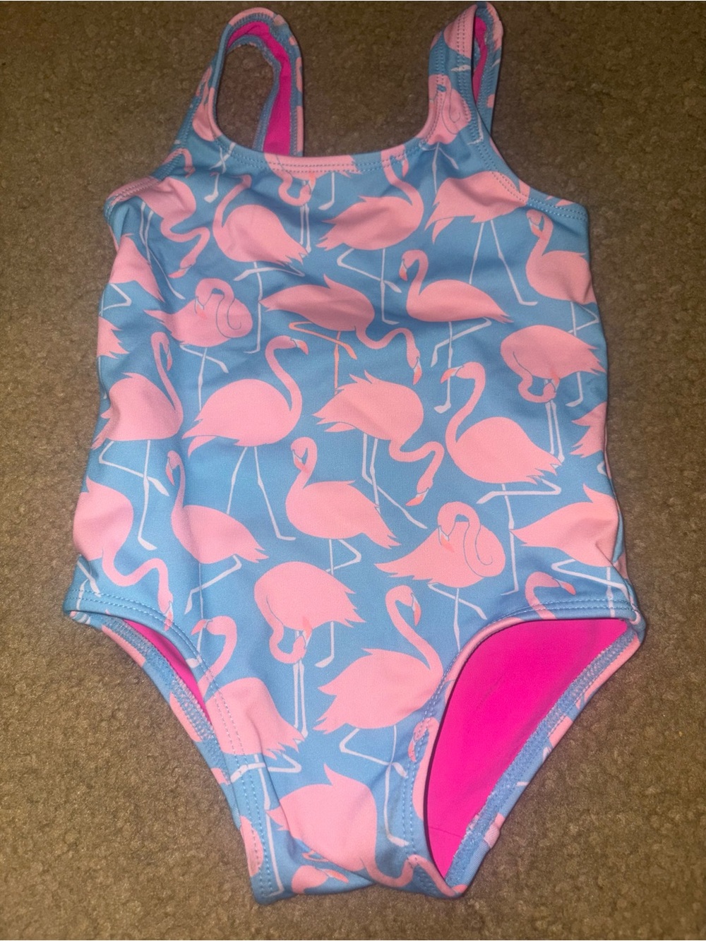 Chubbies Girls One Piece Swimsuit Size 2T Flamingo Pink Blue